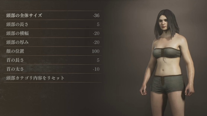 美人キャラ　頭部